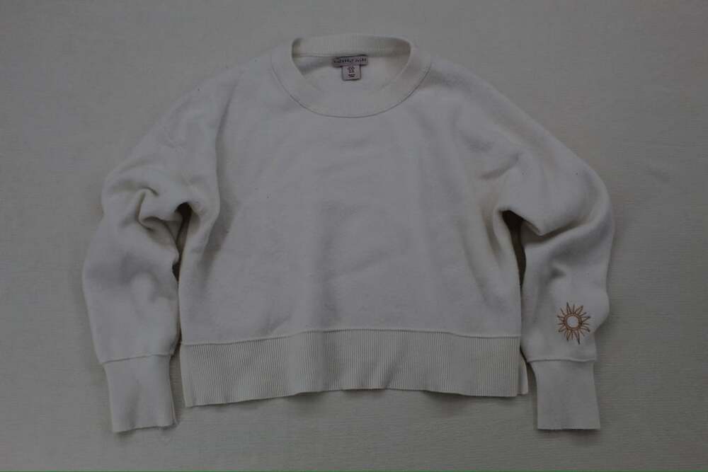 Sincerely Jules Sweatshirt Size M White Sun Embroidered Sleeve